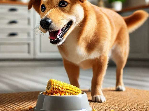 狗吃玉米梗